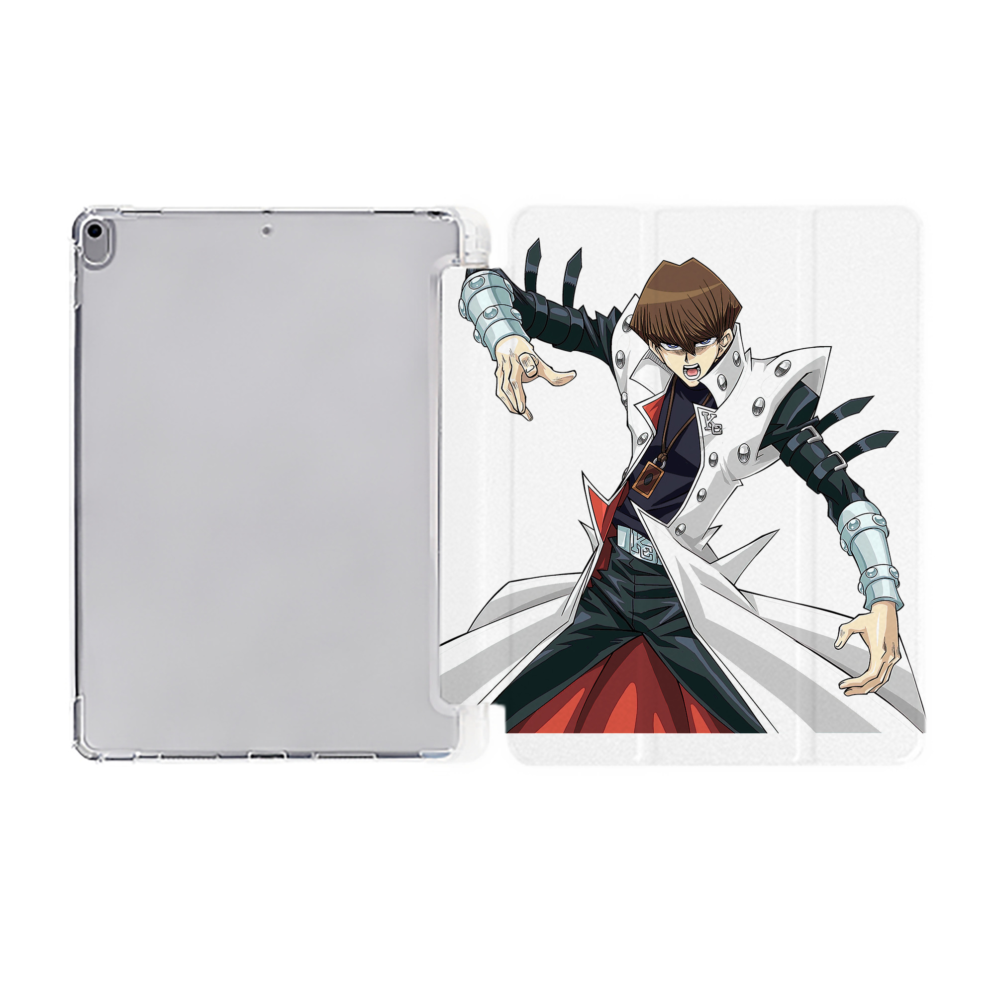 （画像用） 遊☆戯☆王 Yu-Gi-Oh! IPad ケース ペン収納付き 三つ折りスタンド PUレザー×シリコン 対応機種9.5/10.5/10.9インチ